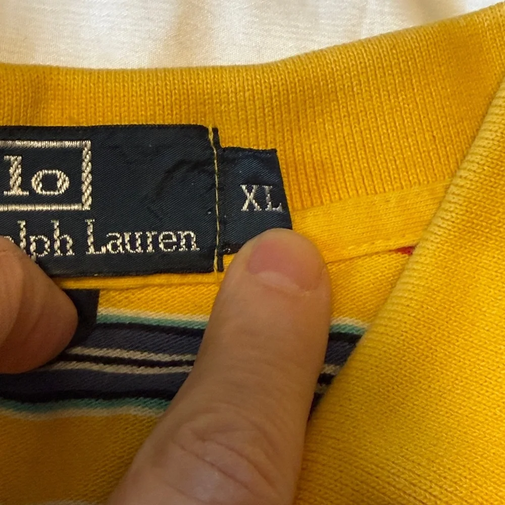 Polo Ralph Lauren Mens XL Yellow Striped Polo Shirt Short Sleeve 100% Cotton